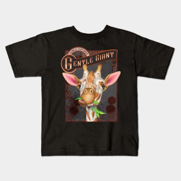 Giraffe Gentle Giant Kids T-Shirt by Danny Gordon Art